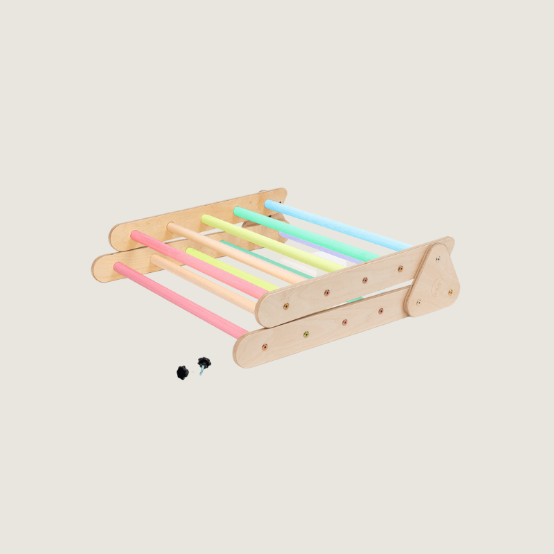 Jindl inklapbaar klimrek met glijbaan - Regenboog Pastel