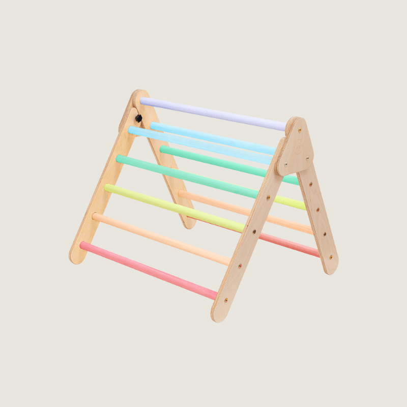 Jindl inklapbaar klimrek met glijbaan - Regenboog Pastel